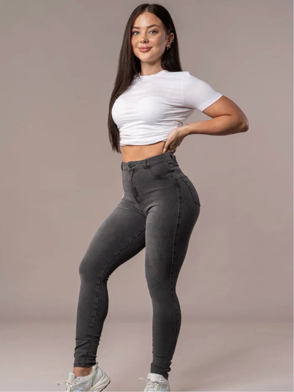 Fit Jeans 360 V2 High Waisted - Grey size small 4-6 denim stretch